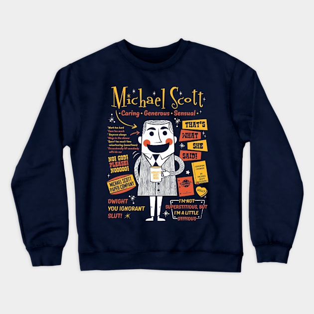 Michael Scott Crewneck Sweatshirt by Oneskillwonder